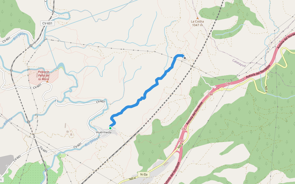 Senda Barranco San Blas walking route map in Huérmeda