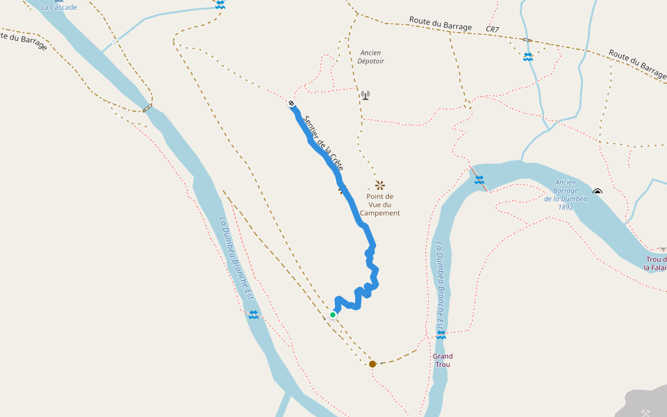Sentier de la Crête walking route map in Dumbea
