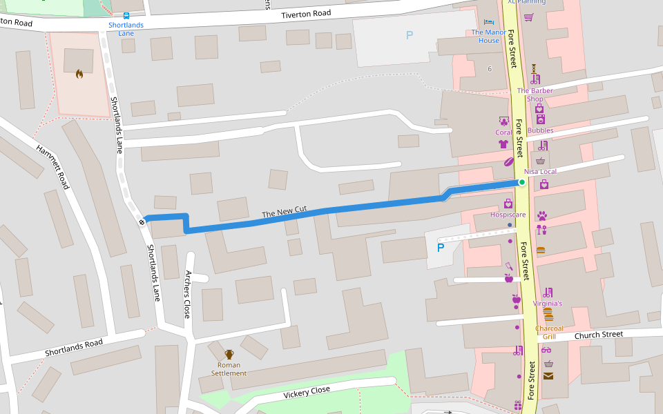 The New Cut walking route map in Cullompton