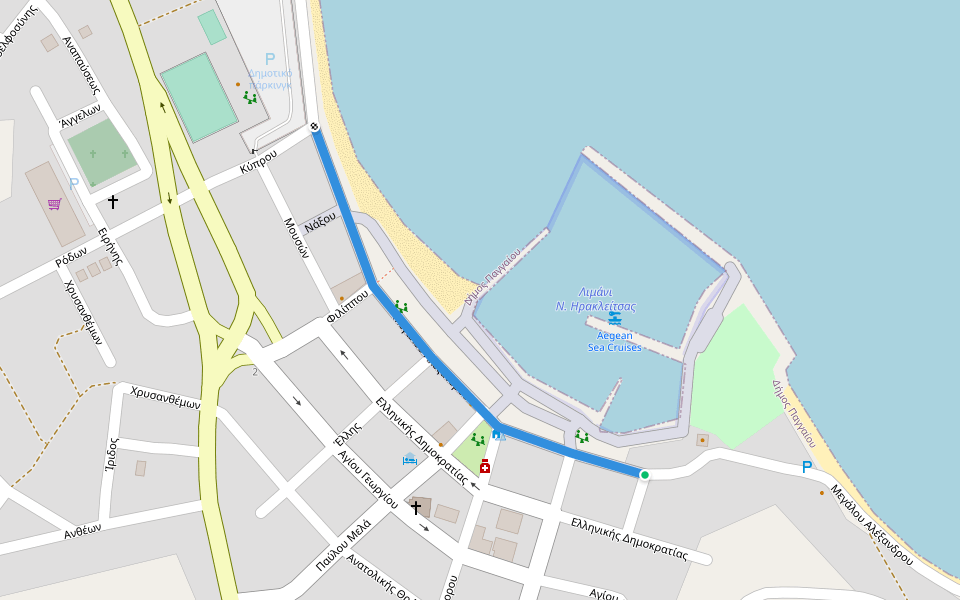 Μεγάλου Αλέξανδρου walking route map in Nea Iraklitsa