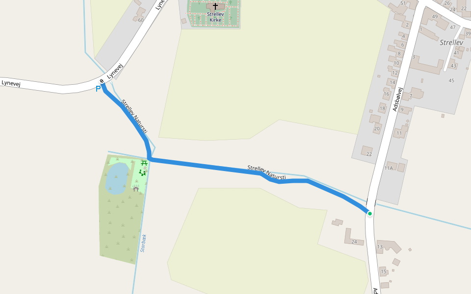 Strellev Natursti walking route map in Ølgod