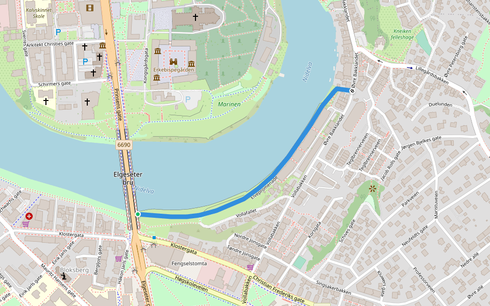 Elvepromenade walking route map in Oppsal
