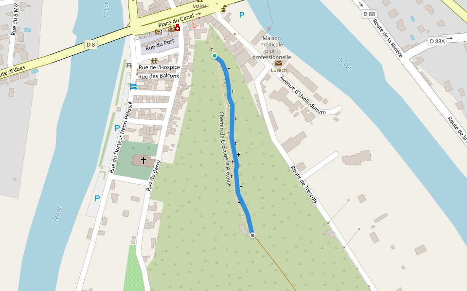 Chemin de Croix de la Pistoule walking route map in Luzech