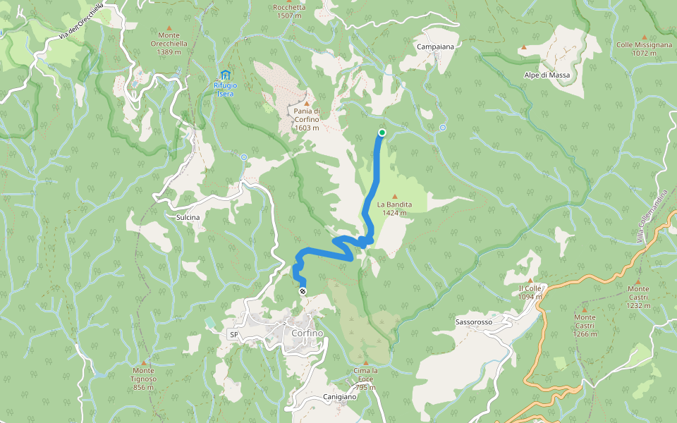 Mulattiera di San Pellegrino walking route map in Campaiana