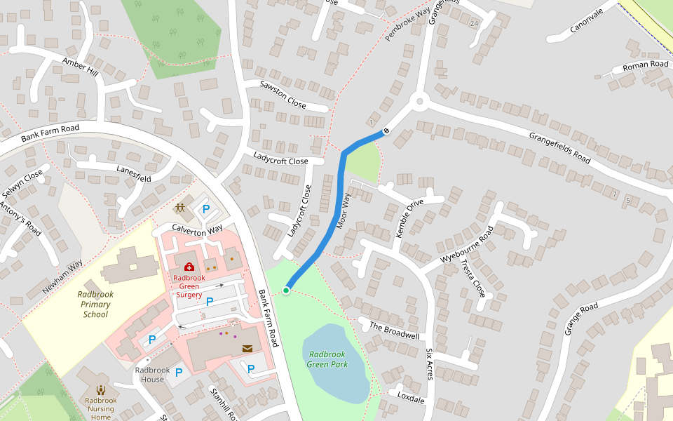 Moor Way walking route map in Shrewsbury