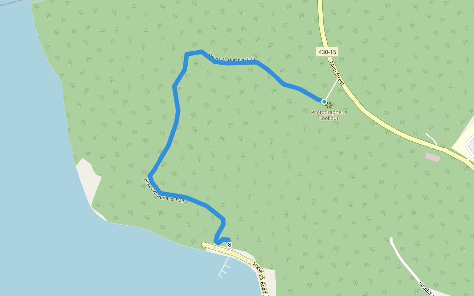 James W. Humber Trail walking route map in Norris Point