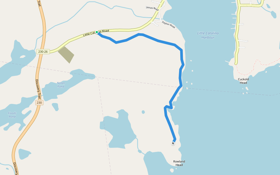 Arches Rock Coastal Trail walking route map in Trinity Bay North