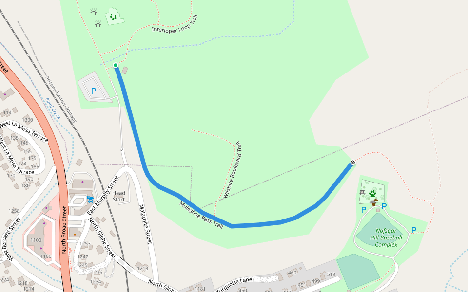 Muleshoe Pass Trail walking route map in Globe
