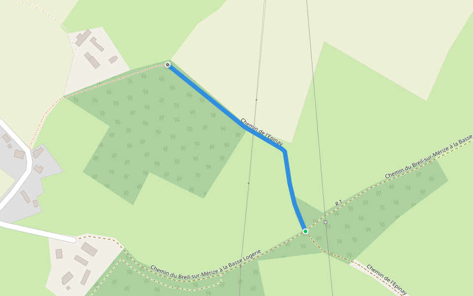Chemin de l'Epinay walking route map in Nuillé-le-Jalais