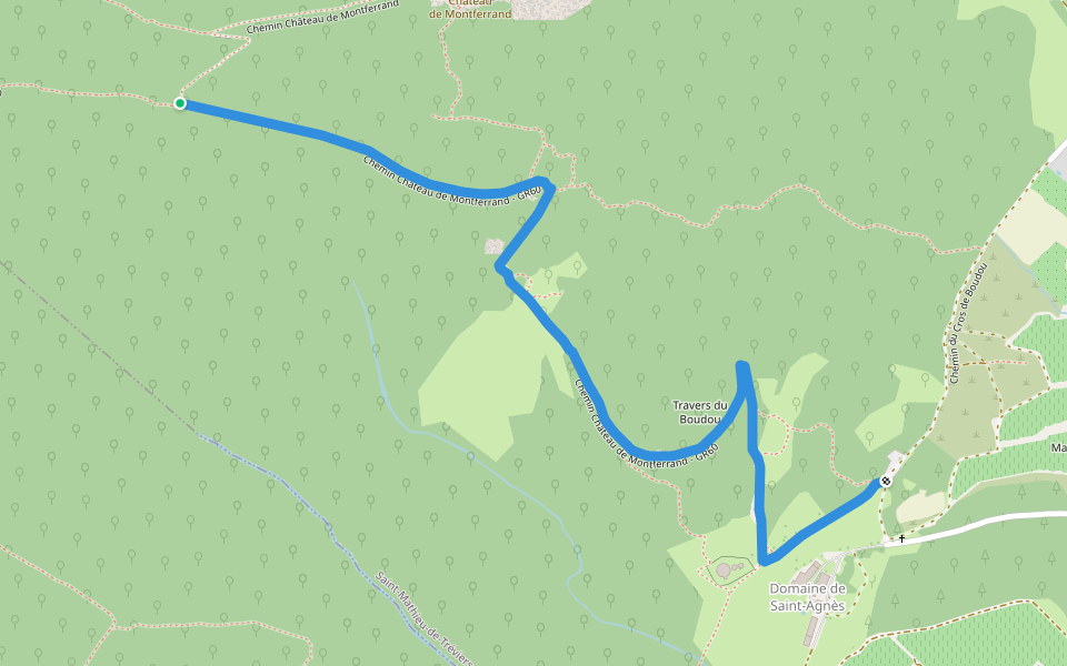 Chemin Château de Montferrand - GR60 walking route map in Saint-Jean-de-Cuculles