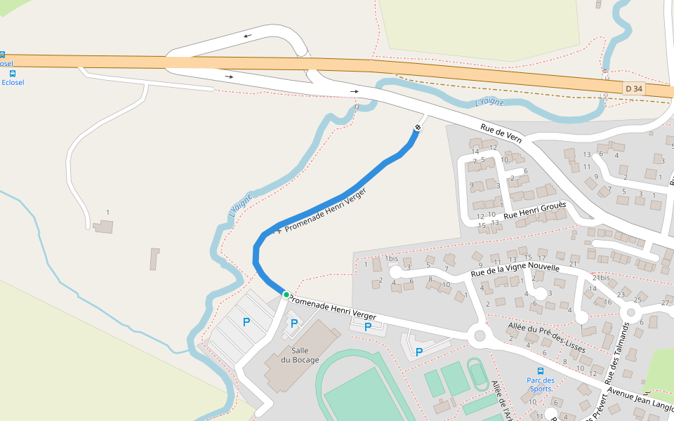 Promenade Henri Verger walking route map in Nouvoitou