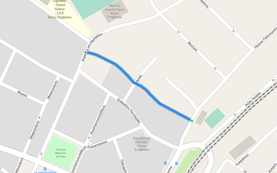 Τιτοπούλου walking route map in Agios Stefanos