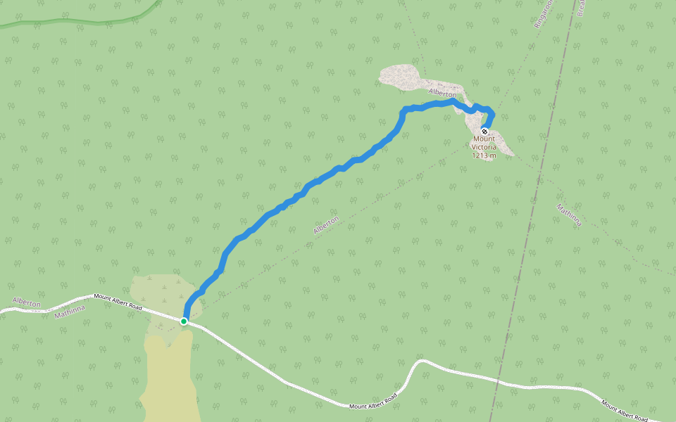 Mount Victoria Track walking route map in Mathinna