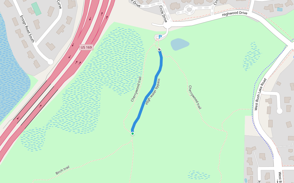 HIgh water bypass walking route map in Bloomington
