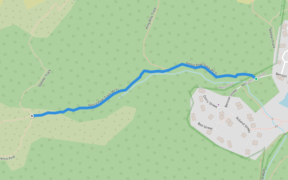 Pencil Pine Track (PCT) walking route map in Cradle Mountain