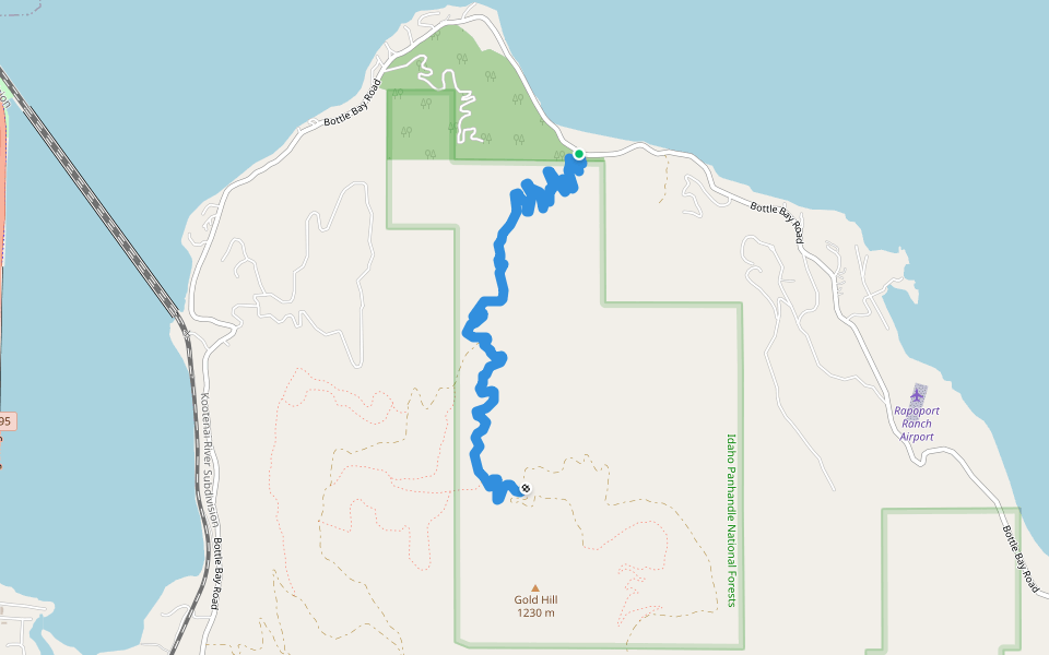 Gold Hill walking route map in Sagle