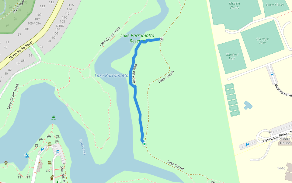 Banksia Trail walking route map in North Parramatta