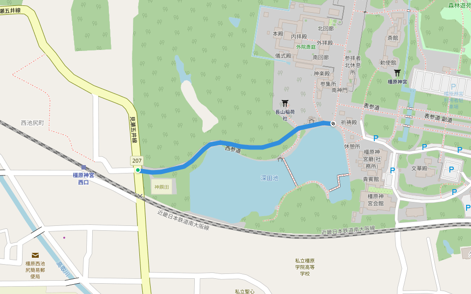 西参道 walking route map in Kashihara