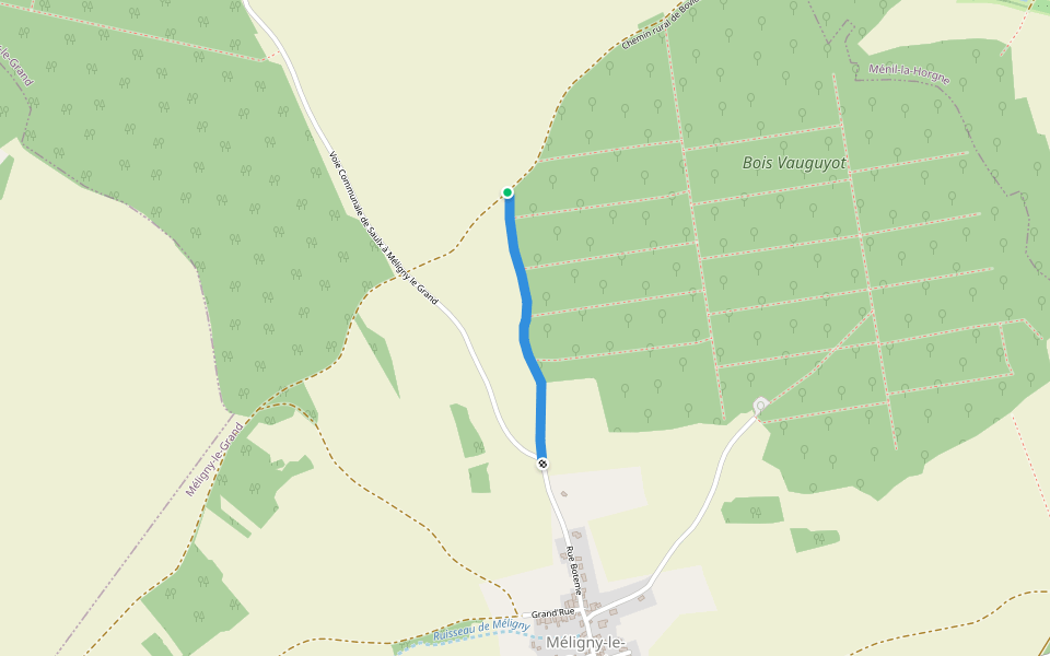 Chemin Rural de Méligny-le-Grand à Ménil-la-Horgne walking route map in Méligny-le-Grand