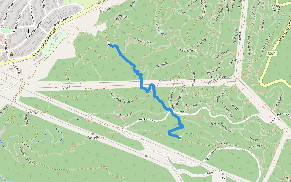 Mt Beauty National DH Track walking route map in Mount Beauty