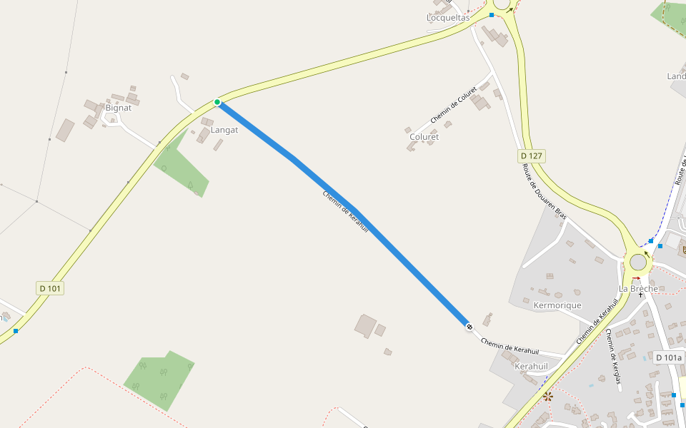 Chemin de Kerahuil walking route map in Arradon