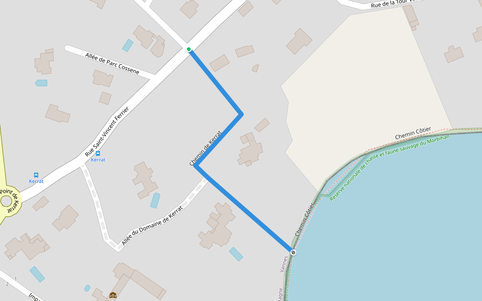 Chemin de Kerrat walking route map in Arradon