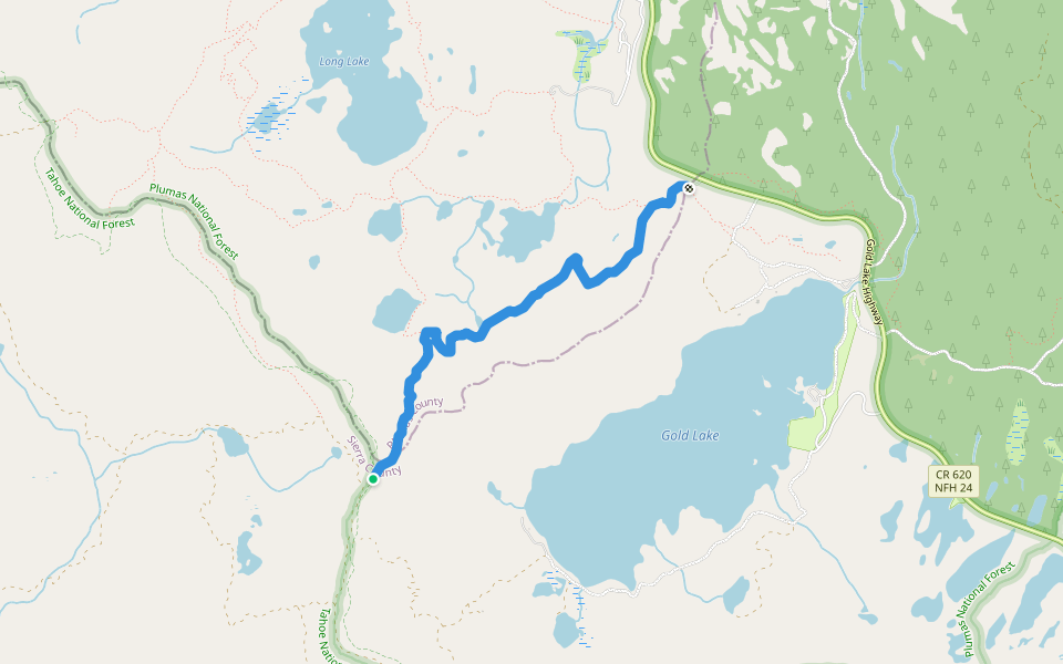 Round Lake Trail walking route map in Graeagle