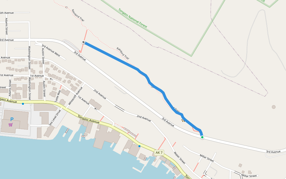 Rainbow Trail walking route map in Ketchikan