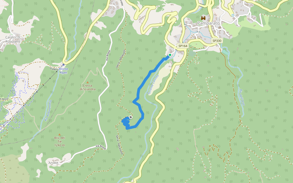 Sentiero dell'Assunta walking route map in Pamparato