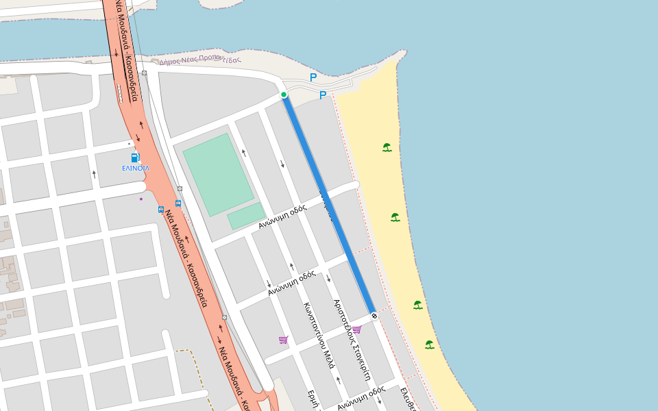 Βενιζέλου walking route map in Nea Poteidaia