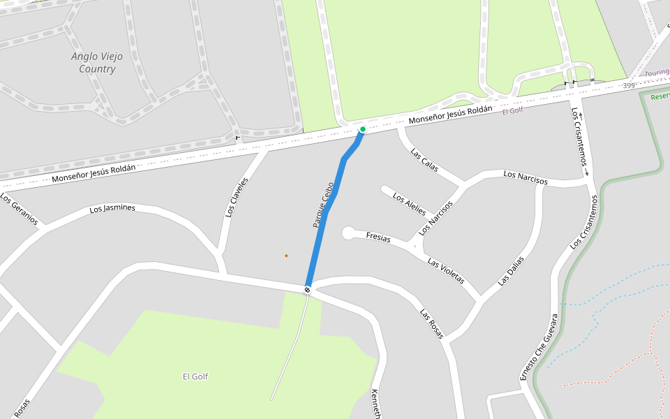 Parque Ceibo walking route map in Alta Gracia