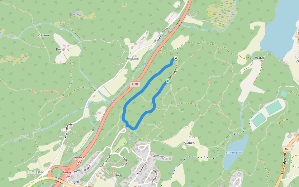 Rød løype walking route map in Sannidal