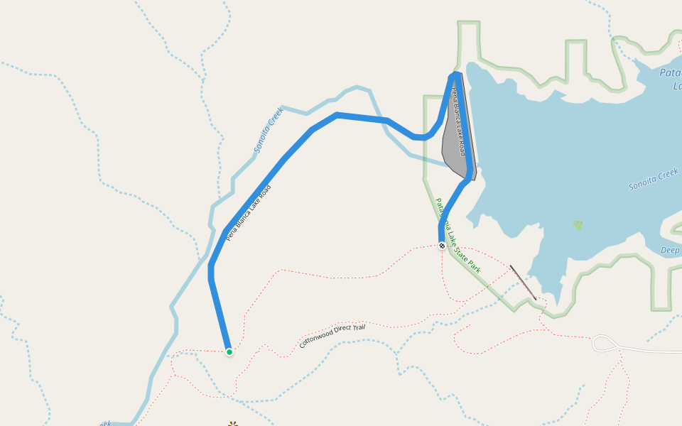 Pena Blanca Lake Road walking route map in Nogales
