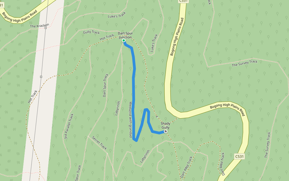 Weekend with grandad walking route map in Mount Beauty