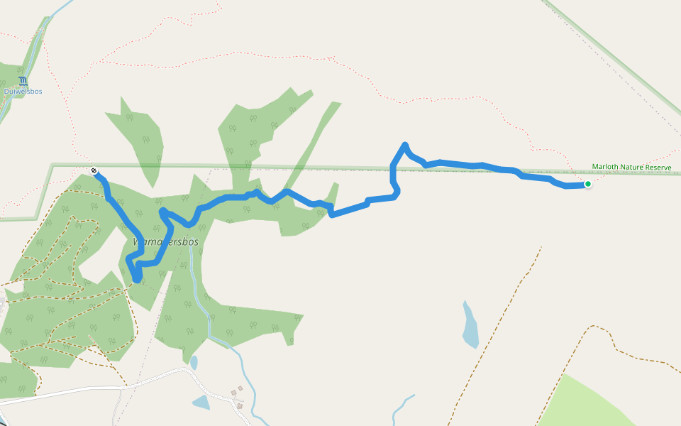 Appelsblos Circle Trail walking route map in Swellendam