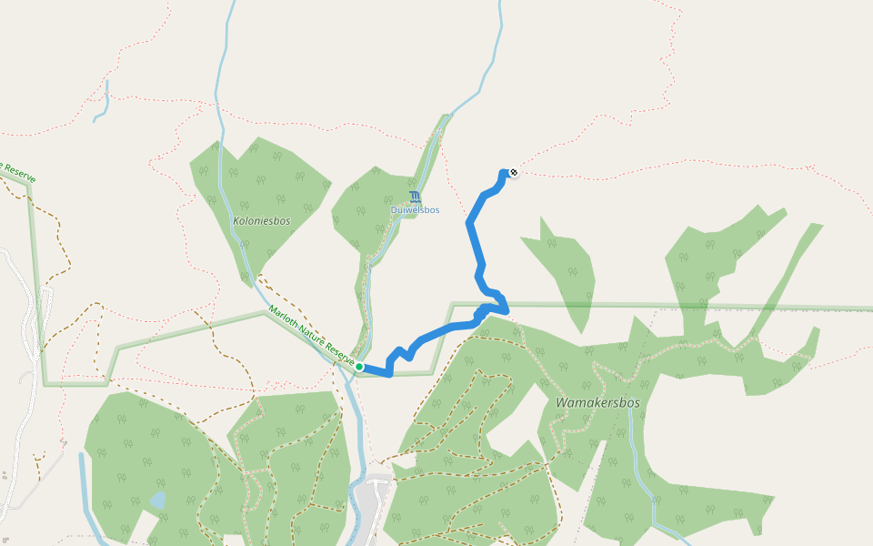 Appelsbos Circle Trail walking route map in Swellendam