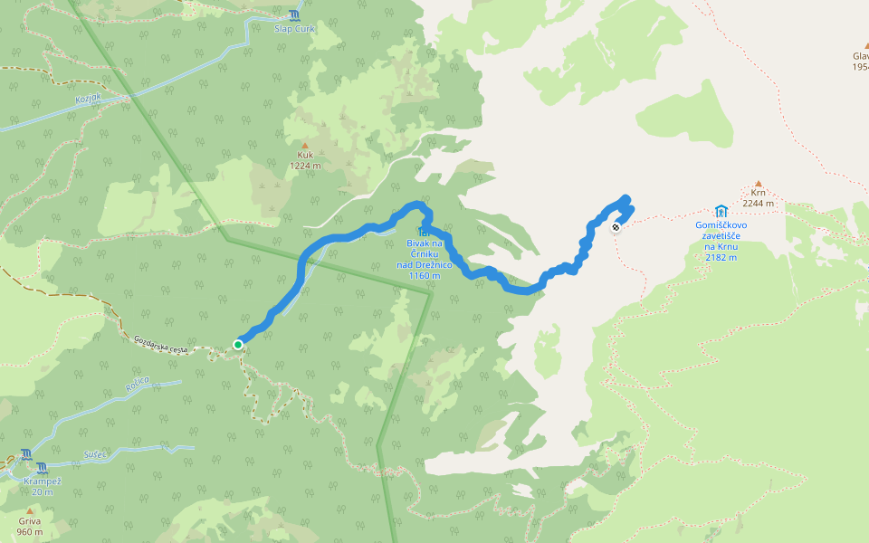 Pot Silvana Korena walking route map in Koseč