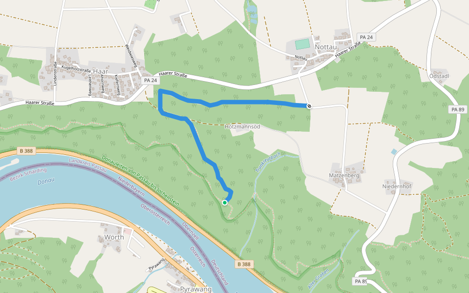 Blutwurzpfad walking route map in Obernzell