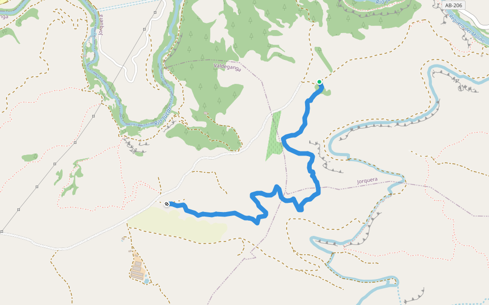 Granja walking route map in Jorquera