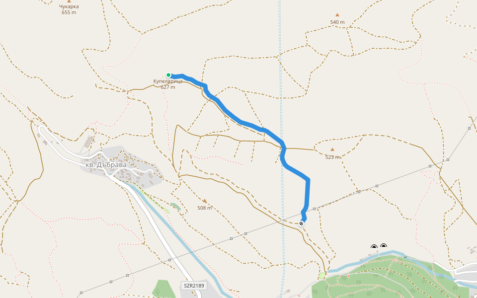 DONGA TRAIL walking route map in Stara Zagora