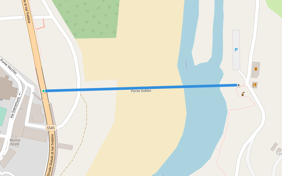 Ponte Gobbo walking route map in Bobbio
