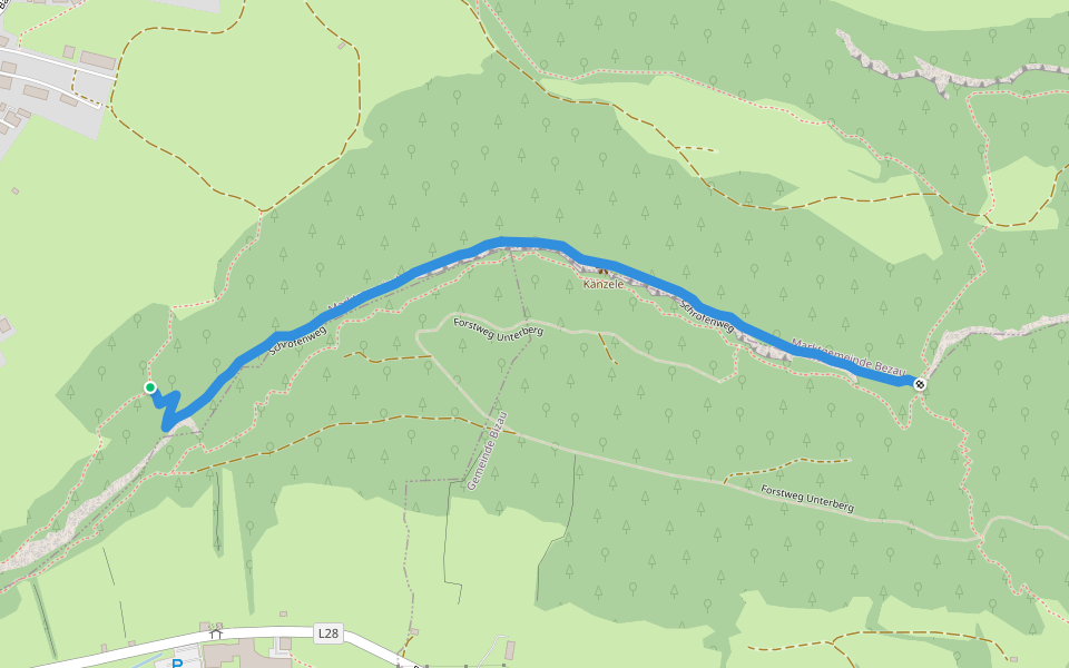Schrofenweg walking route map in Bezau