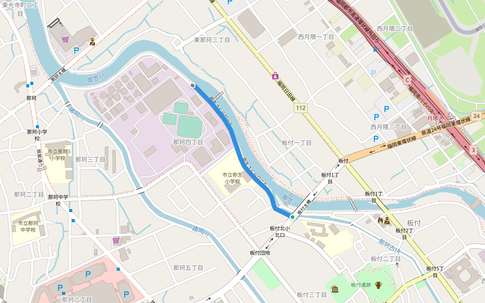 弥生さくらロード walking route map in Fukuoka