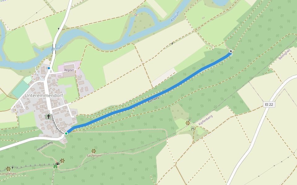 Bachweg walking route map in Kinding