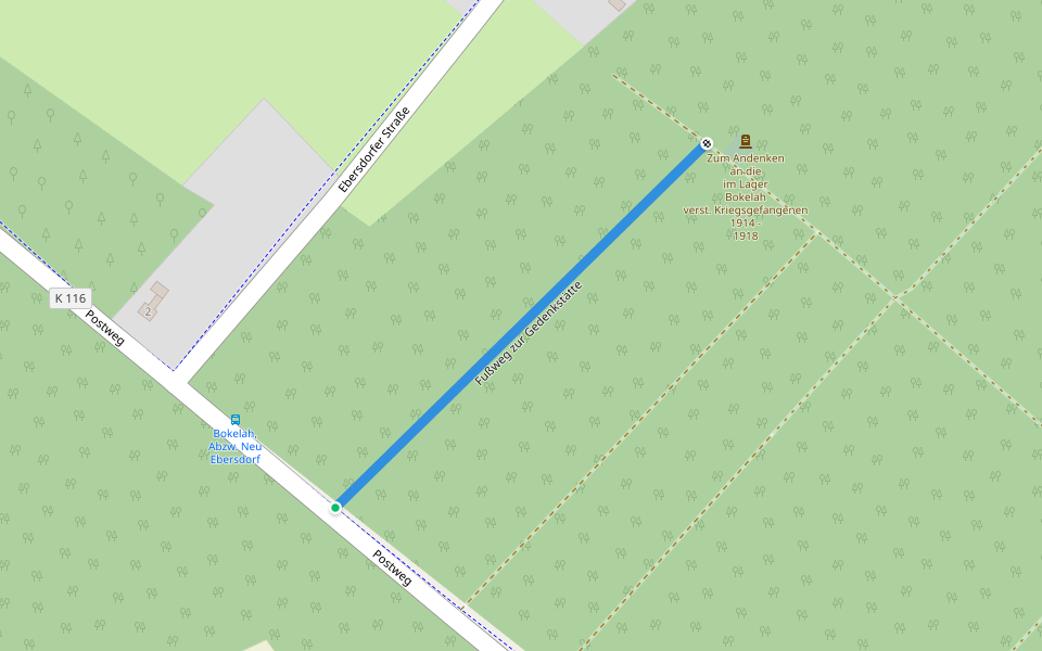 Fußweg zur Gedenkstätte walking route map in Hipstedt