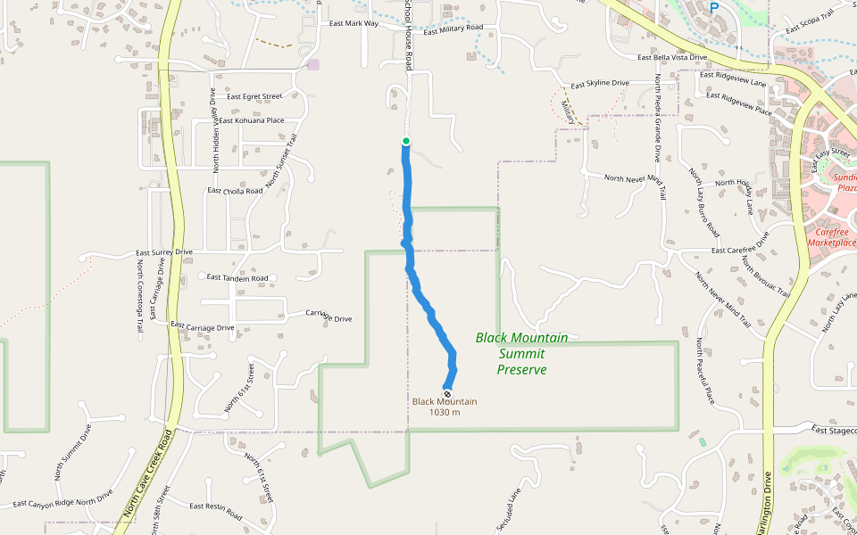 Black Mountain Trail walking route map in Cave Creek