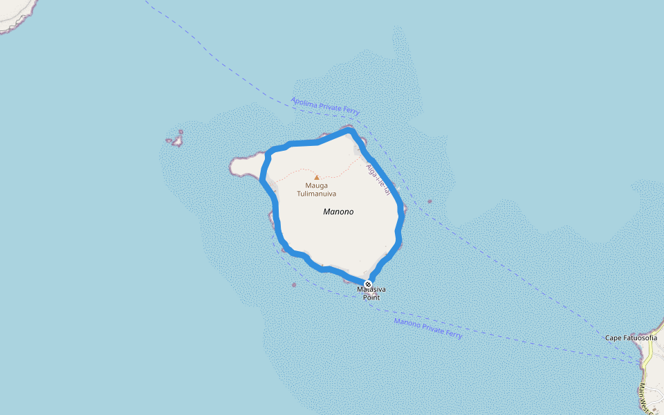 Manono Island Trail walking route map in Faleu