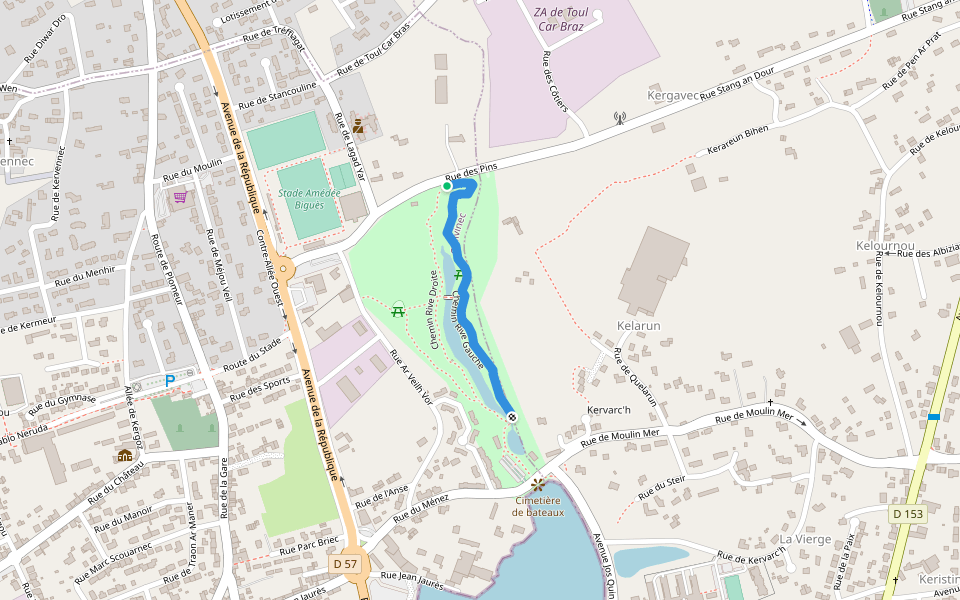 Chemin Rive Gauche walking route map in Guilvinec