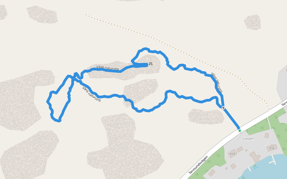 Våno naturstig walking route map in Våno