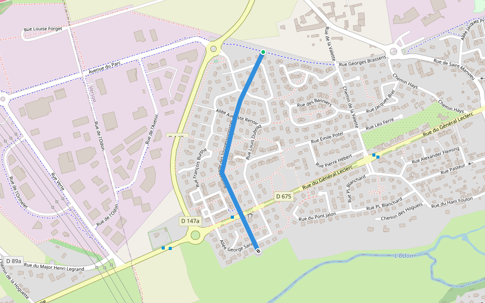 Promenade des Impressionnistes walking route map in Verson